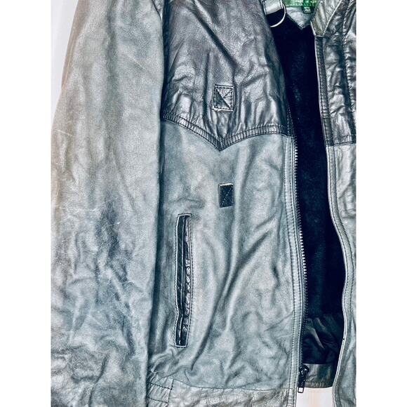 VINTAGE 80s Leather Bomber Jacket Hill and Archer Size 42 - Picture 3 of 12